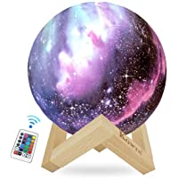 Lampara de Luna Colorida 3D- Kowth Luz de Luna LED de 16 Colores con Soporte y Control Remoto y USB Recargable- Regalos…